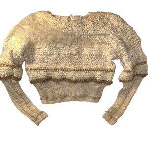Georgia Lou Handmade Knit cream vintage mixed medium cropped sweater M